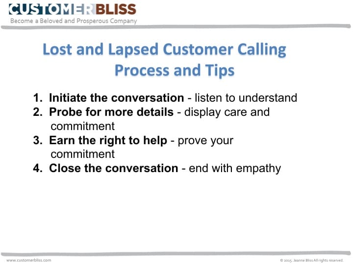 Lost and Lapsed Customer Calling Process